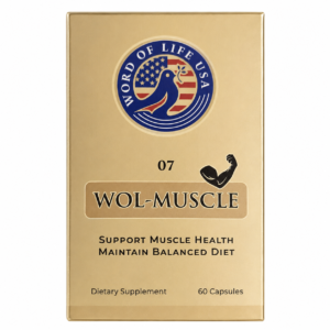 WOL-MUSCLE amino acid dietary supplement package